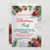 Elegant Red & White Christmas Party Invitation (Devant / Derrière)