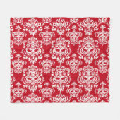 Elegant Red & White Damask Pattern Holiday Fleece Deken (Voorkant (Horizontaal))