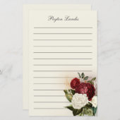 Elegant Red White  Floral Lined Name (Voorkant / Achterkant)