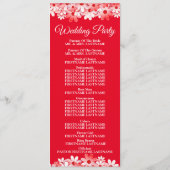 Elegant Red White Floral Wedding Programma (Achterkant)