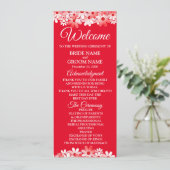 Elegant Red White Floral Wedding Programma (Staand voorkant)