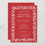 Elegant Red + White Holly Leaves Kerstfeest Kaart (Voorkant / Achterkant)