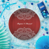 Elegant Red White Mandala Indian Hindu Wedding Papieren Bordje (Feest)