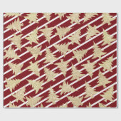 Elegant Red White Stripe Gold-kerstboom  Cadeaupapier (Vlak)