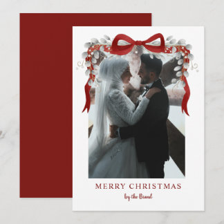 Elegant RedMerry Christmas Letterpress Photo Cards Feestdagenkaart