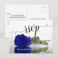 Elegant reflecterend Royal Blue Roos Wedding RSVP