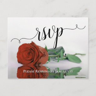 Elegant Reflecterend Rust Oranje Roos Wedding RSVP Briefkaart