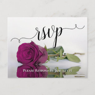 Elegant Reflecterende Magenta Roos Bruiloft RSVP Briefkaart
