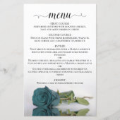 Elégant Reflet Turquoise Rose Budget Mariage Menu (Devant)