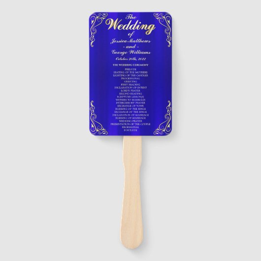 Elegant Regal Golden Typografie Trouwprogramma Handwaaier (Voorkant)