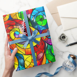 Elegant regenboog gebrandschilderd glas patroon cadeaupapier