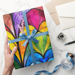 Elegant regenboog gekleurd glaspatroon cadeaupapier
