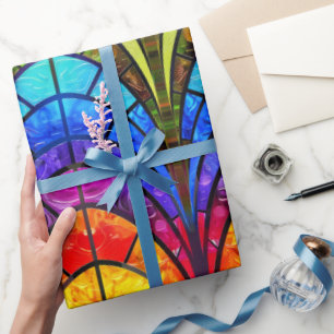 Elegant Regenboog Glas-in-Lood Patroon Cadeaupapier