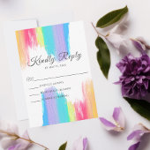 Elegant regenboog Waterverf LGBT Weddenschap Verti RSVP Kaartje