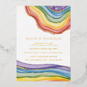 Elegant regenbooggeode | Echte bruiloft Folie Uitnodiging (Voorkant)