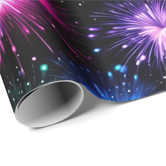 Elegant regenboogvuurwerk op zwarte achtergrond cadeaupapier (Rol Hoek)