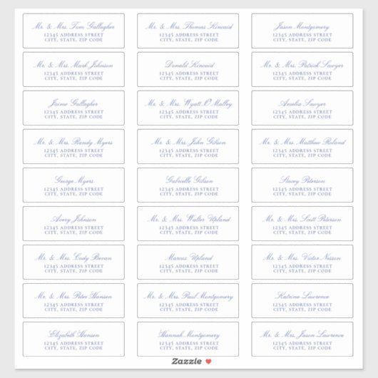 Élégant Regency Blue Script Étiquettes de adresse  (Feuille)