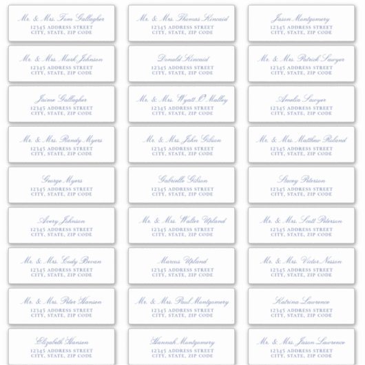 Élégant Regency Blue Script Étiquettes de adresse  (Devant)