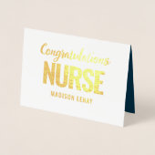 Elegant Registered Nurse Afstuderen Navy Blue Gold Folie Kaarten (Voorkant)