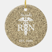 Elegant Registered Nurse Gold Glitter Personalized Keramisch Ornament (Achterkant)