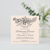 Elegant Rehearsal Dinner Floral Black Kaart (Staand voorkant)
