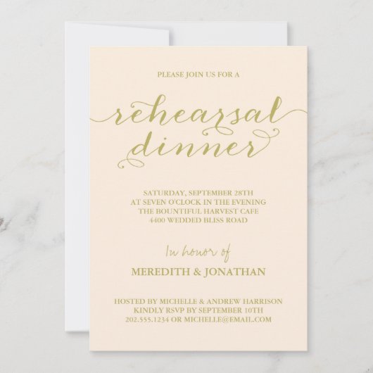 Elegant Rehearsal Dinner Kaart (Voorkant)