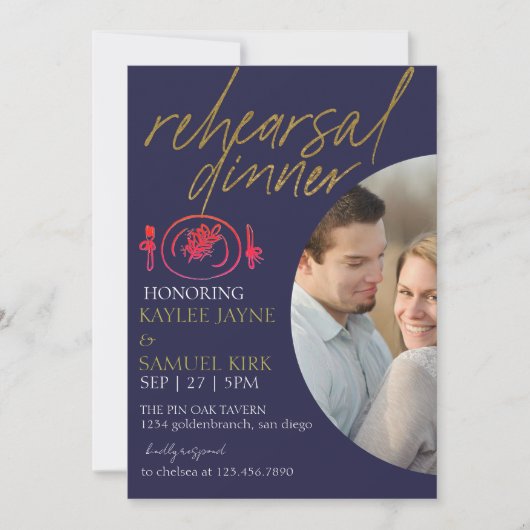 Elegant Rehearsal Dinner Kaart (Voorkant)