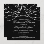 Elegant Rehearsal Dinner Sparking String Black Kaart (Voorkant / Achterkant)