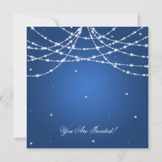 Elegant Rehearsal Dinner Sparking String Blue Kaart (Achterkant)