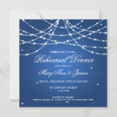 Elegant Rehearsal Dinner Sparking String Blue Kaart (Voorkant)