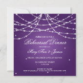 Elegant Rehearsal Dinner Sparking String Paars Kaart (Voorkant)