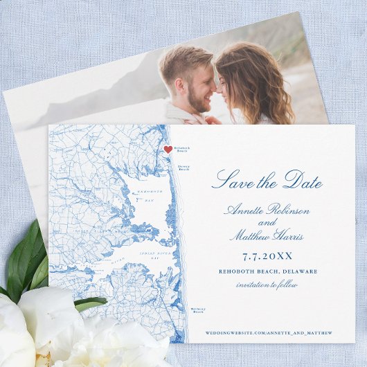 Elegant Rehoboth Beach Delaware Kaart Bruiloft