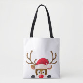 Elegant Reindeer met Santa Hat Canvas tas (Voorkant)