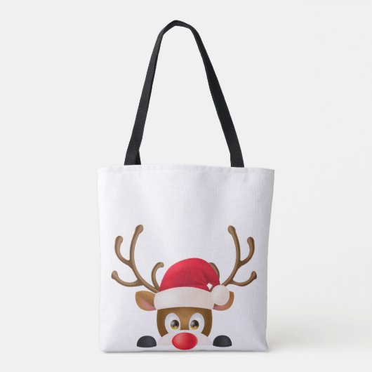 Elegant Reindeer met Santa Hat Canvas tas (Achterkant)