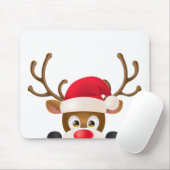 Elegant Reindeer met Santa Hat | Mousepad Muismat (Met muis)
