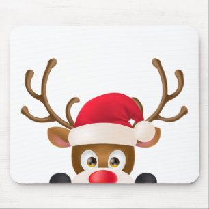 Elegant Reindeer met Santa Hat Mousepad Muismat