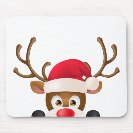 Elegant Reindeer met Santa Hat | Mousepad Muismat (Voorkant)
