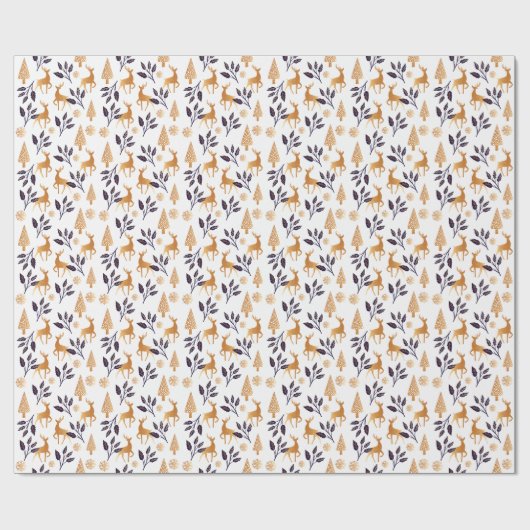 Elegant Reindeer, Snowflake en kerstpatronen Cadeaupapier (Vlak)