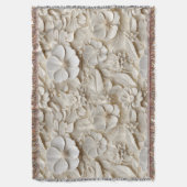 Elegant reliëf 3D stijl wit bloemreliëf Deken (Voorkant Verticaal)