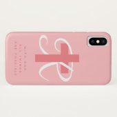 Elegant religieus kruisnaam monogram koraalroze Case-Mate iPhone case (Achterkant (horizontaal))