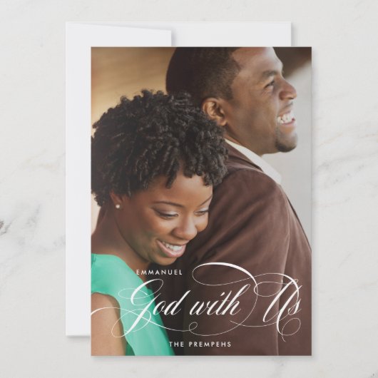 Elegant Religieuze Emmanuel God met ons Foto Feestdagenkaart (Voorkant)