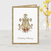 Elegant Religieuze Maagd Mary Jesus Gold Kaart (Gele Bloem)