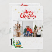 Elegant Religious Nativity Three Photo Family Chri Feestdagenkaart (Voorkant / Achterkant)