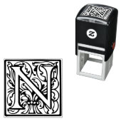 Elegant  Renaissance Letter N Monogram Zelfinktende Stempel (In situ)