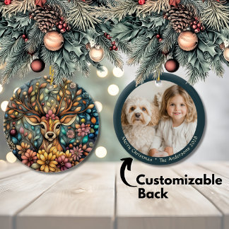 Elegant rendier kerst keramisch ornament