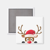 Élégant renne avec le chapeau de Santa | Magnet (Recto/Verso)