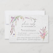 Élégant Repas Fleur sauvage moderne Mariage RSVP (Dos)