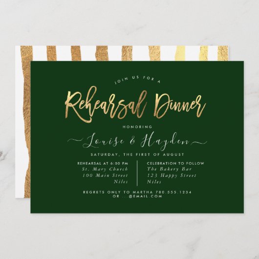 Elegant repesal Dinner, Gold Modern Script Aankondiging (Voorkant / Achterkant)