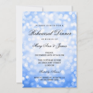 Elegant repesial Dinner Blue Glitter Lights Kaart