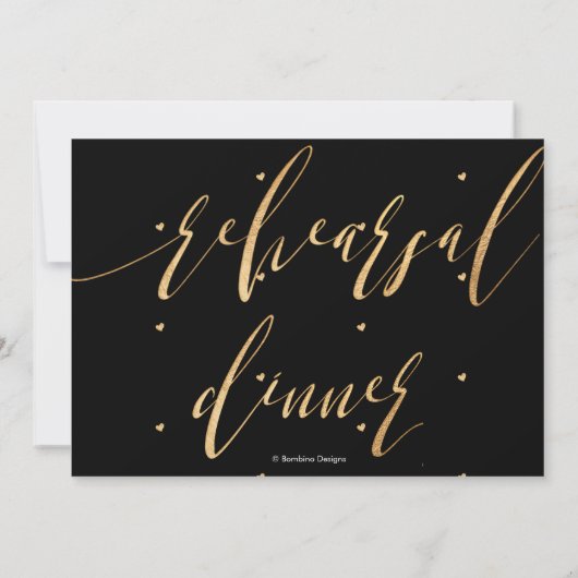 Elegant repetitief diner, Faux Gold Modern Script Aankondiging (Achterkant)